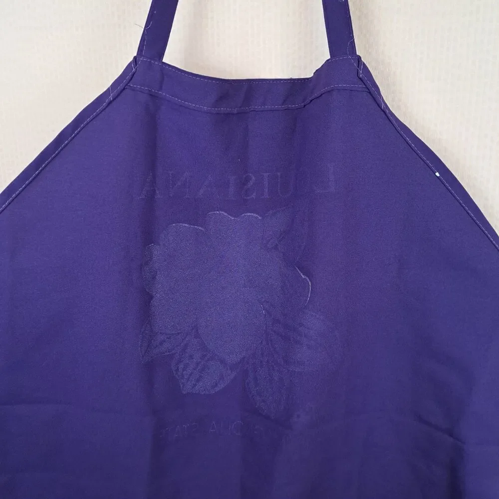 Vintage Kelley Abide Louisiana Cooking Apron Made In USA Magnolia State Purple